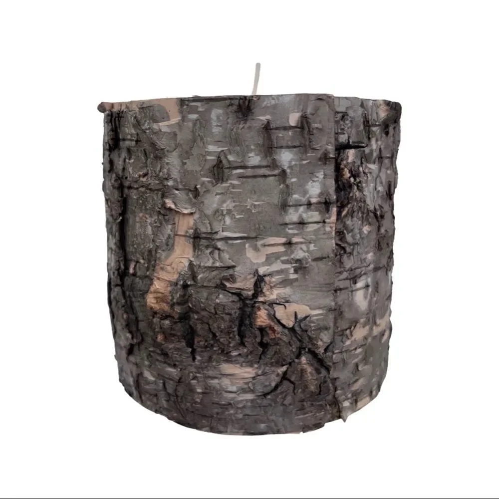 Zodax Dark Birchwood Fragrance Free Pillar Candle • NWT